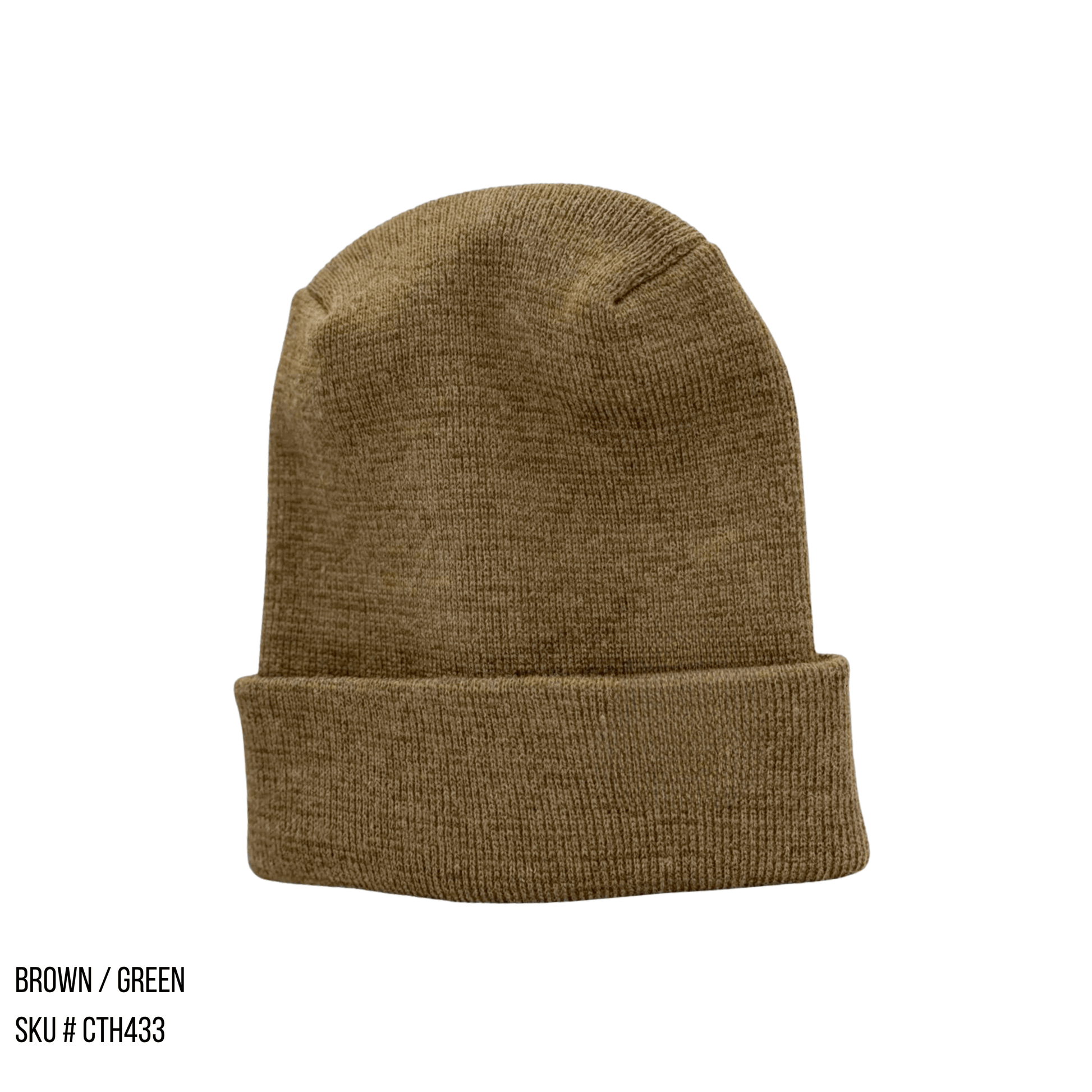 TBF PRO Beanie, Featuring the H-Stitch, Fusion, Brown/Green The Beanie Factory The Beanie Factory USA bulk wholesale winter beanies.