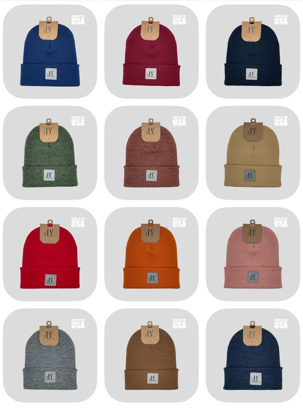 The Beanie Factory Cuffed Winter Hat, Made in U.S., Green Beanie - The Beanie Factory