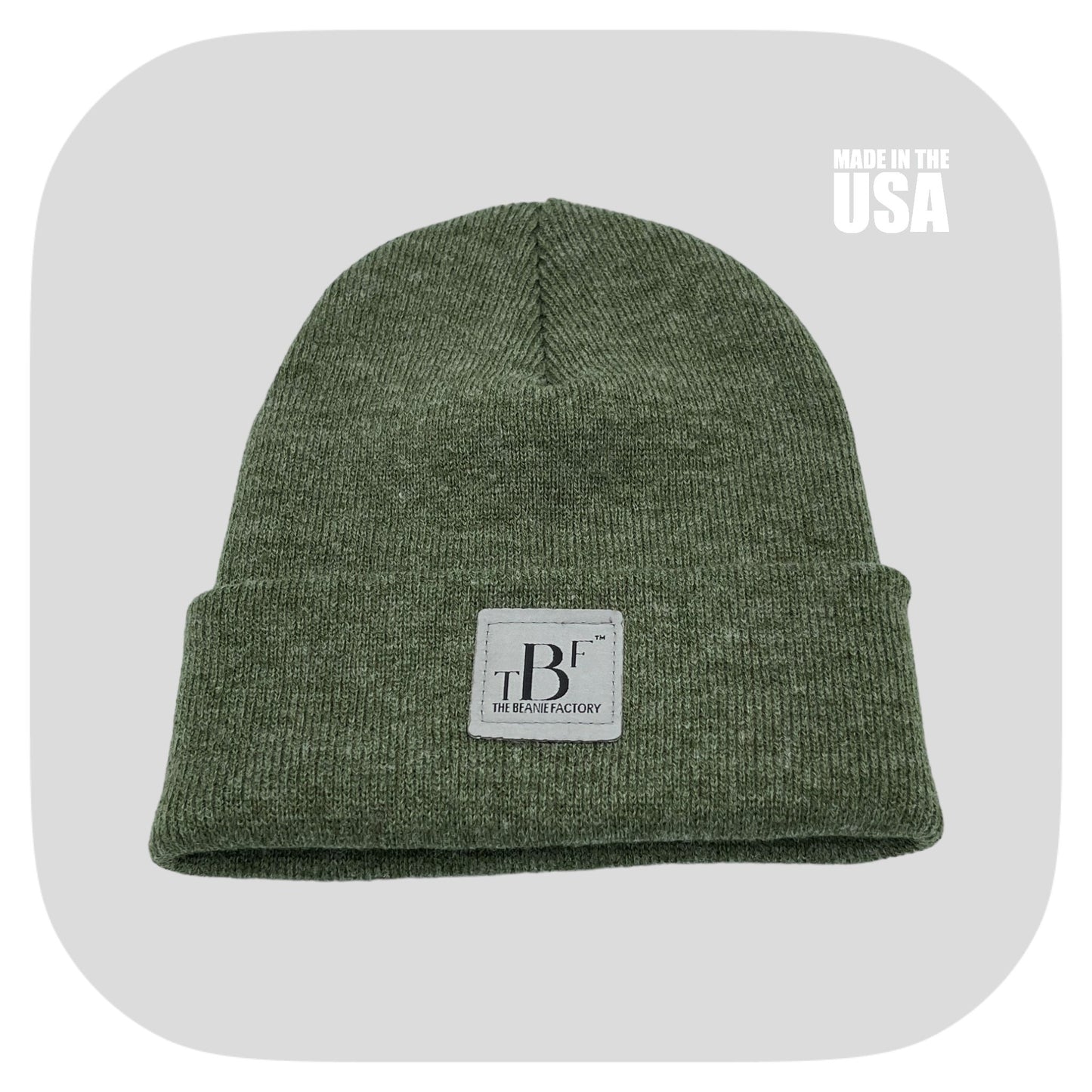 The Beanie Factory Cuffed Winter Hat, Made in U.S., Green Beanie - The Beanie Factory