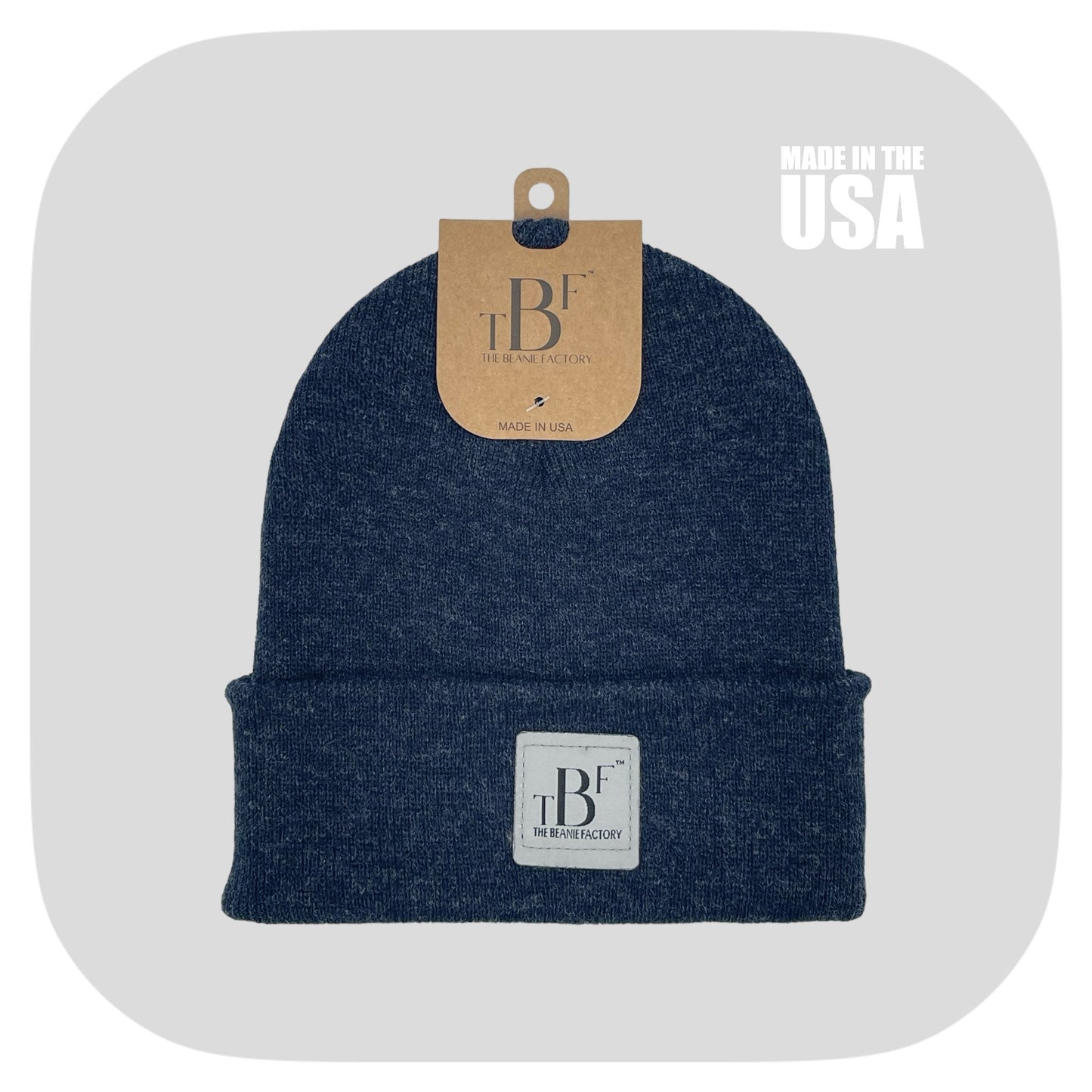 The Beanie Factory Cuffed Winter Hat, Made in U.S., Green Beanie - The Beanie Factory