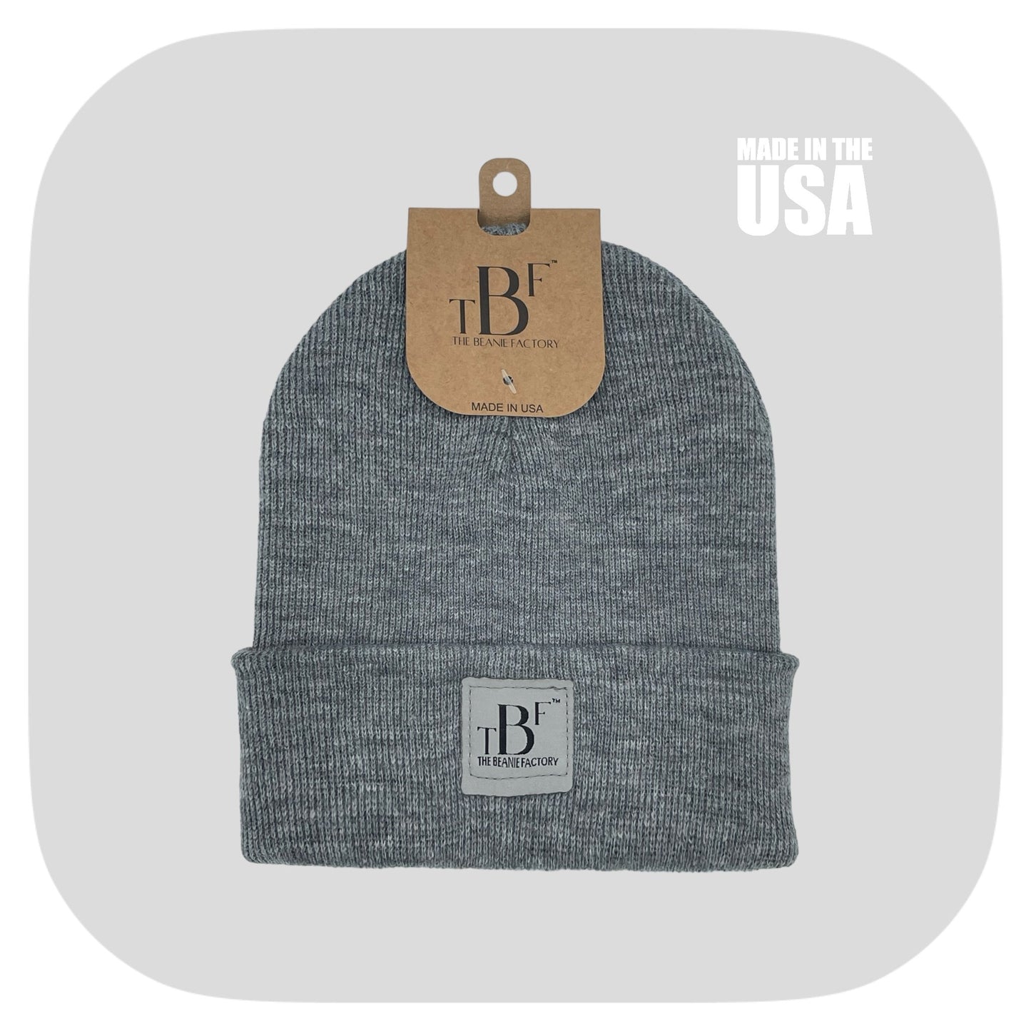 The Beanie Factory Cuffed Winter Hat, Made in U.S., Green Beanie - The Beanie Factory