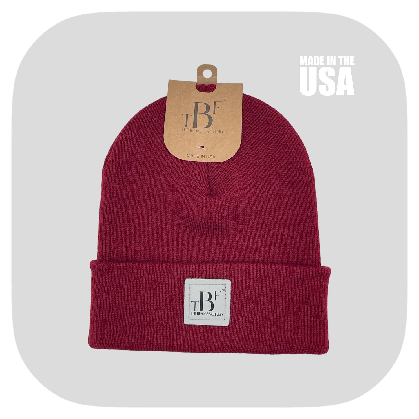 The Beanie Factory Cuffed Winter Hat, Made in U.S., Green Beanie - The Beanie Factory