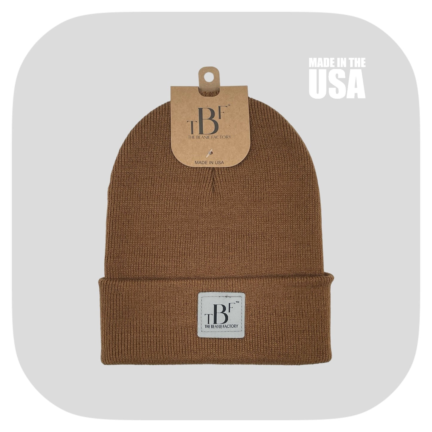 The Beanie Factory Cuffed Winter Hat, Made in U.S., Green Beanie - The Beanie Factory