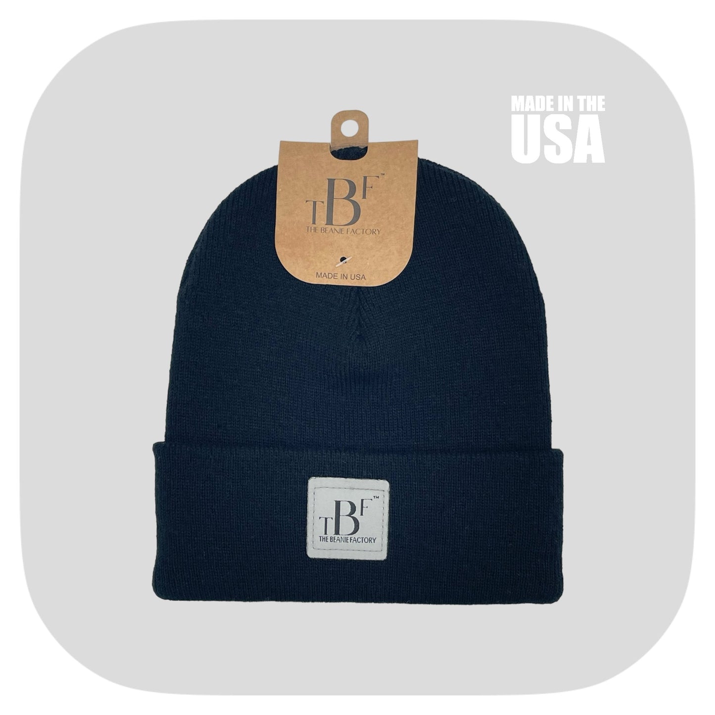 The Beanie Factory Cuffed Winter Hat, Made in U.S., Green Beanie - The Beanie Factory