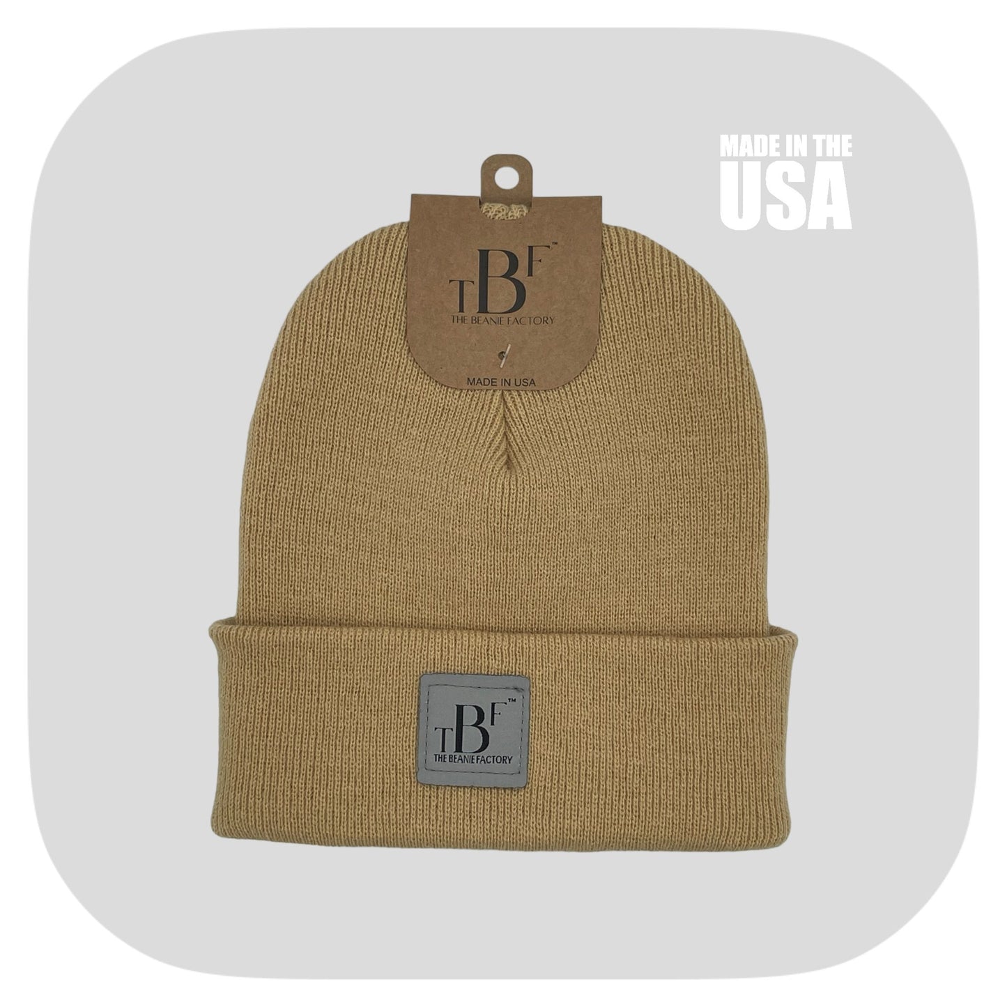The Beanie Factory Cuffed Winter Hat, Made in U.S., Green Beanie - The Beanie Factory