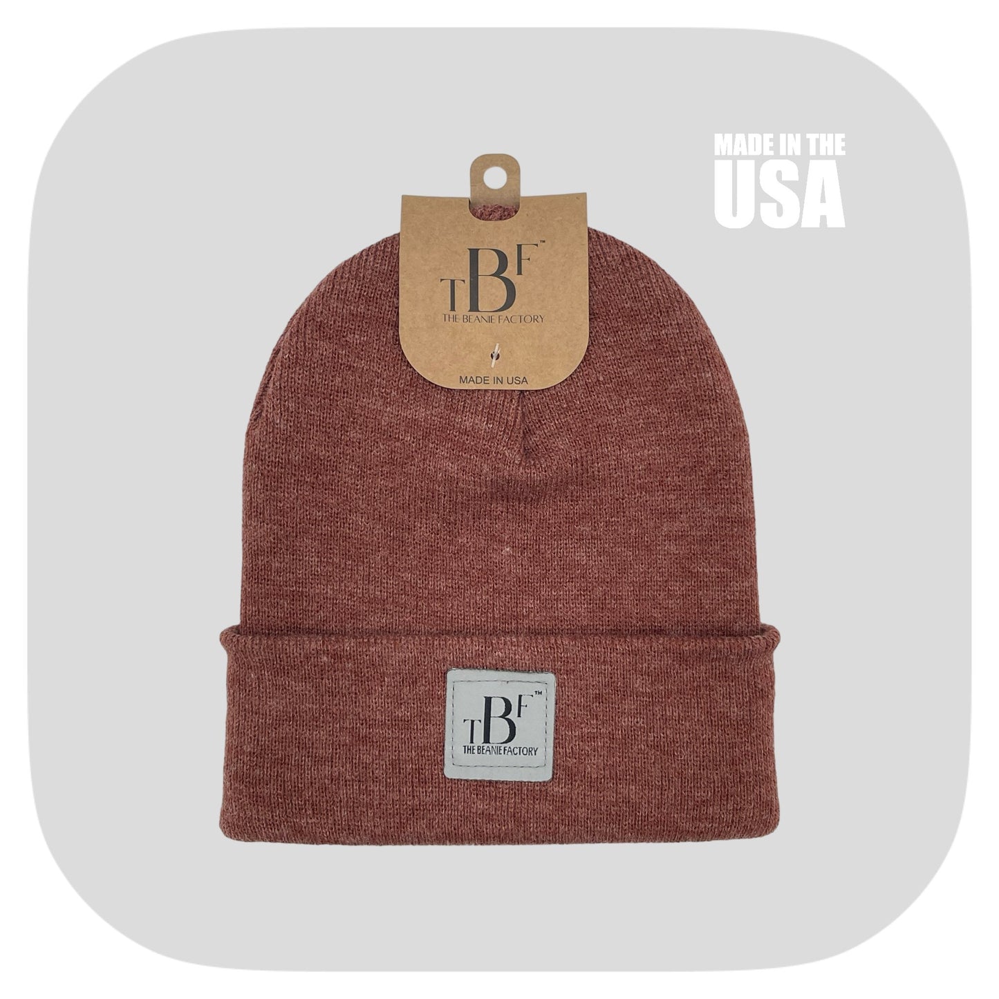 The Beanie Factory Cuffed Winter Hat, Made in U.S., Green Beanie - The Beanie Factory