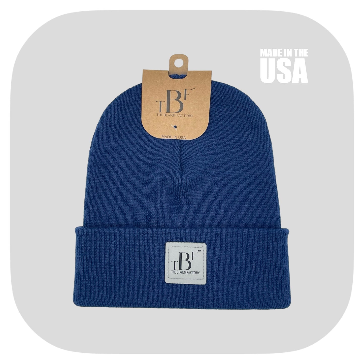 The Beanie Factory Cuffed Winter Hat, Made in U.S., Green Beanie - The Beanie Factory
