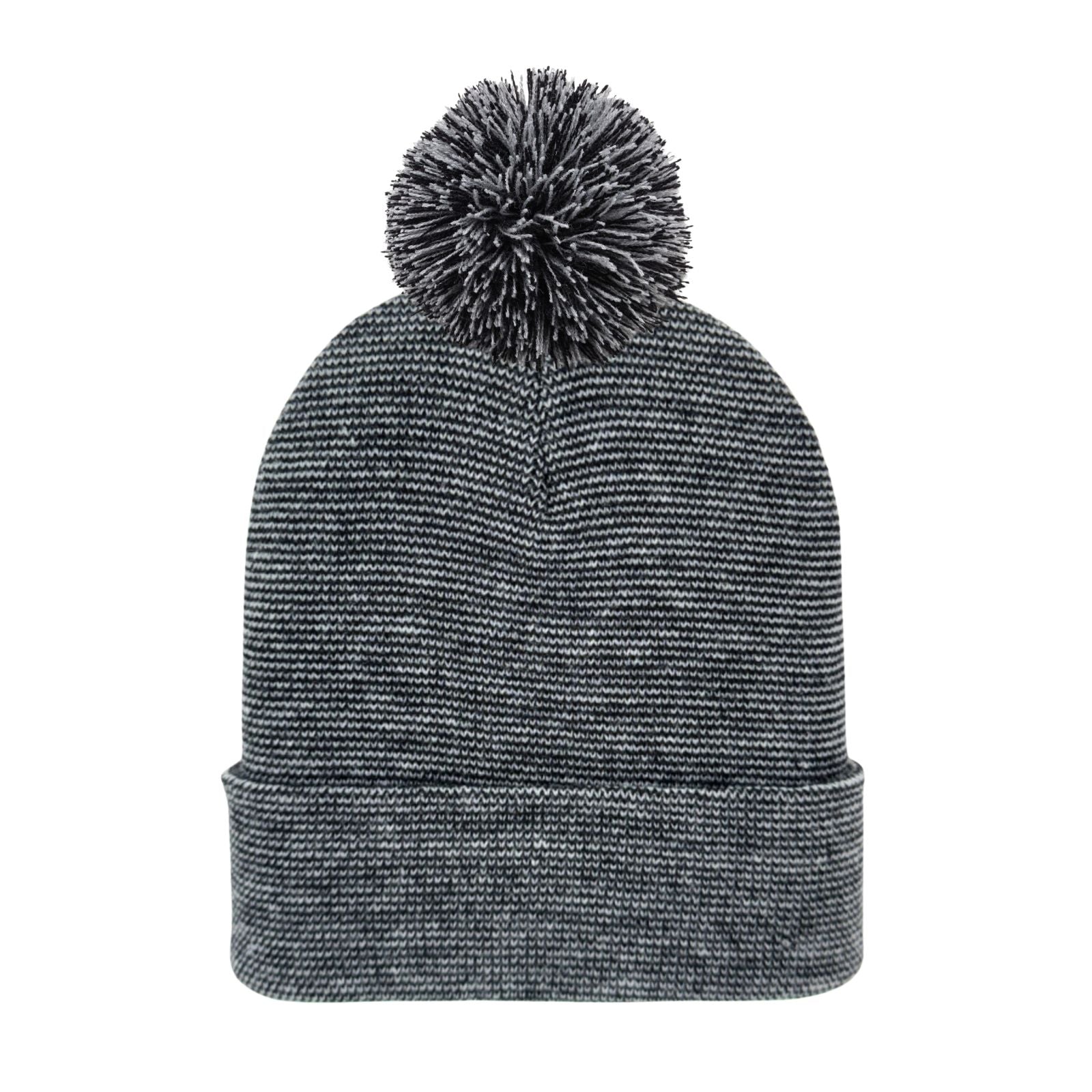 Plain photo of the Beanie Flex in gray with a gray and white pompom on top