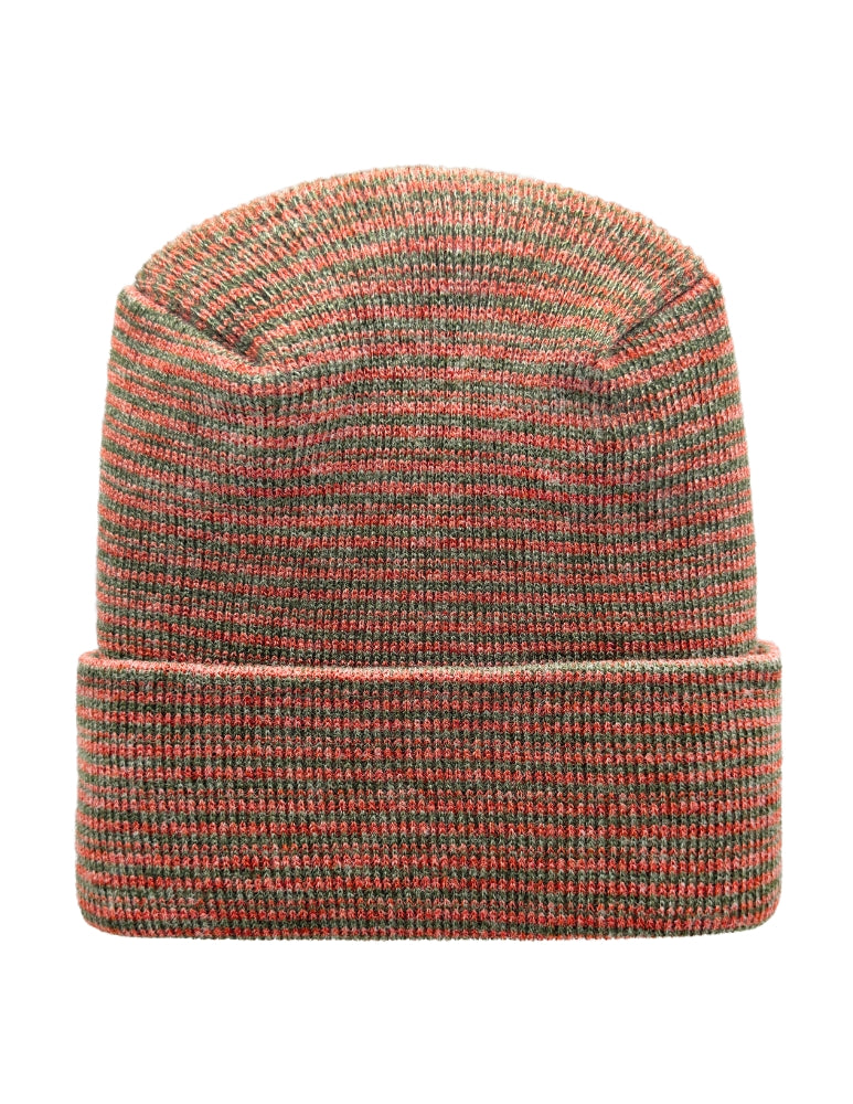 Cuffed Beanie - Circular knit  Winter Hat - H-Stitch - Contrast - Burgundy / Green
