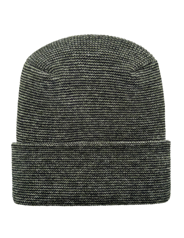 Cuffed Beanie - Circular knit  Winter Hat - H-Stitch - Fusion - Black / Green