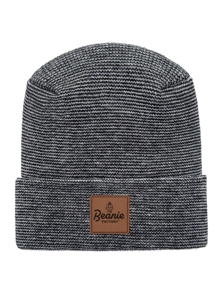 Cuffed Beanie - Circular knit  Winter Hat - H-Stitch - Fusion - Black / Gray
