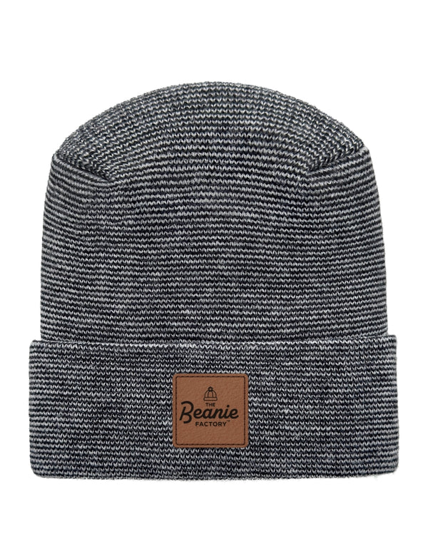 Cuffed Beanie - Circular knit  Winter Hat - H-Stitch - Fusion - Black / Gray
