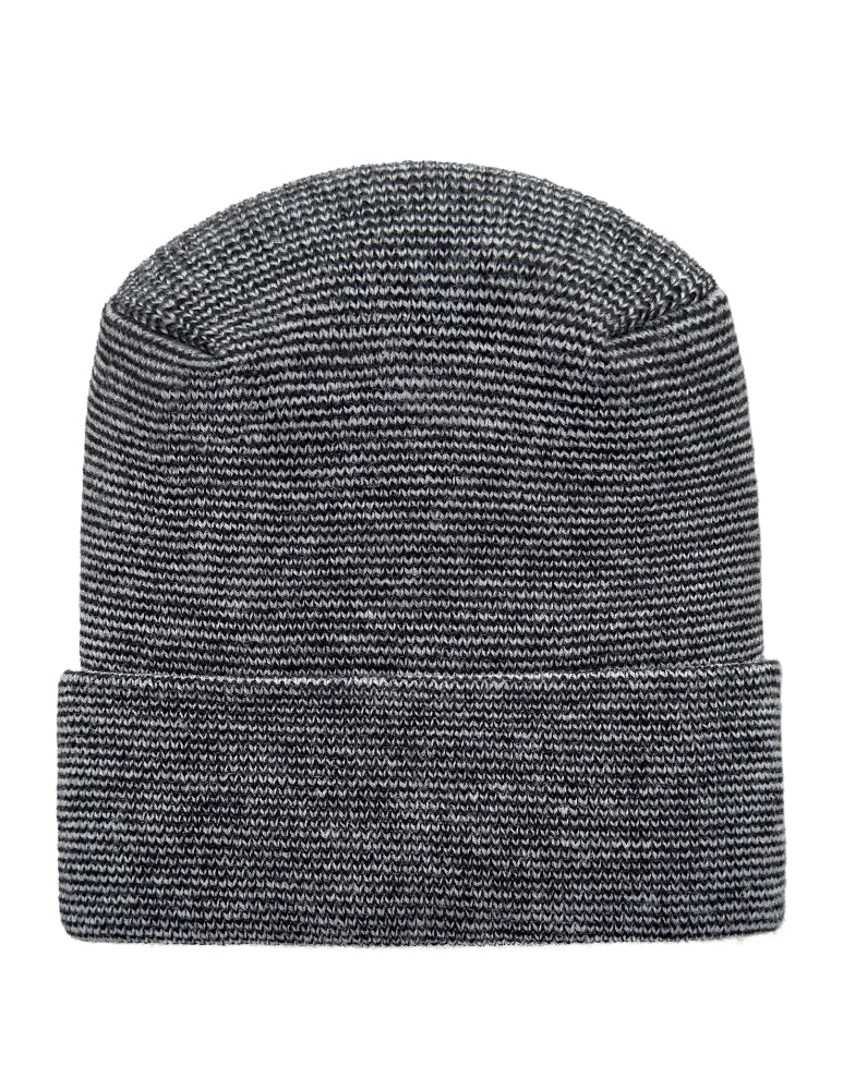 Cuffed Beanie - Circular knit  Winter Hat - H-Stitch - Fusion - Black / Gray