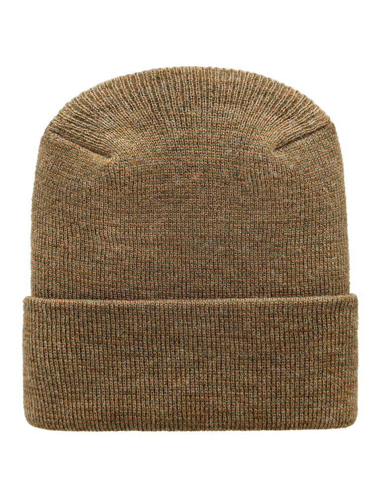 Cuffed Beanie - Circular knit  Winter Hat - H-Stitch - Fusion - Brown / Green