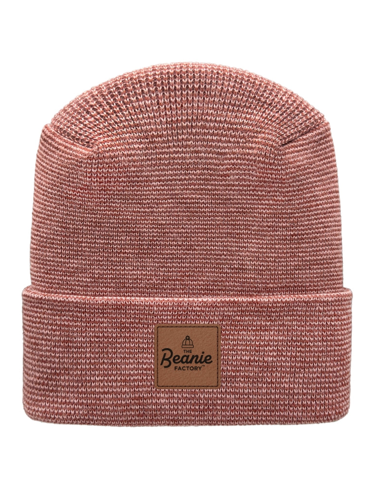 Cuffed Beanie - Circular knit  Winter Hat - H-Stitch - Fusion - Burgundy / Pink