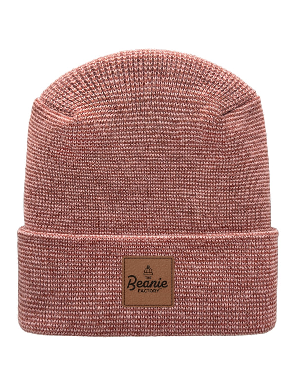 Cuffed Beanie - Circular knit  Winter Hat - H-Stitch - Fusion - Burgundy / Pink