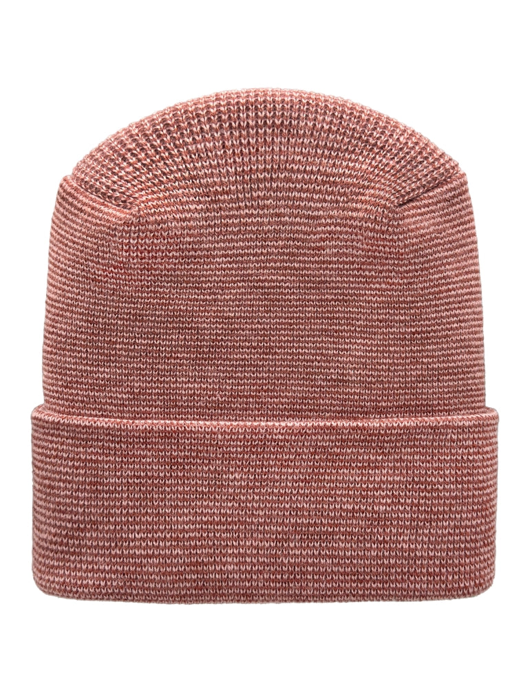 Cuffed Beanie - Circular knit  Winter Hat - H-Stitch - Fusion - Burgundy / Pink