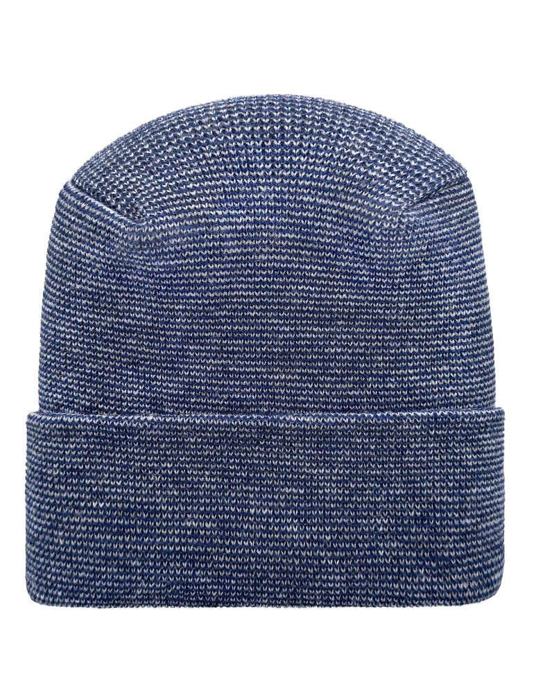 Cuffed Beanie - Circular knit  Winter Hat - H-Stitch - Fusion - Gray / Blue