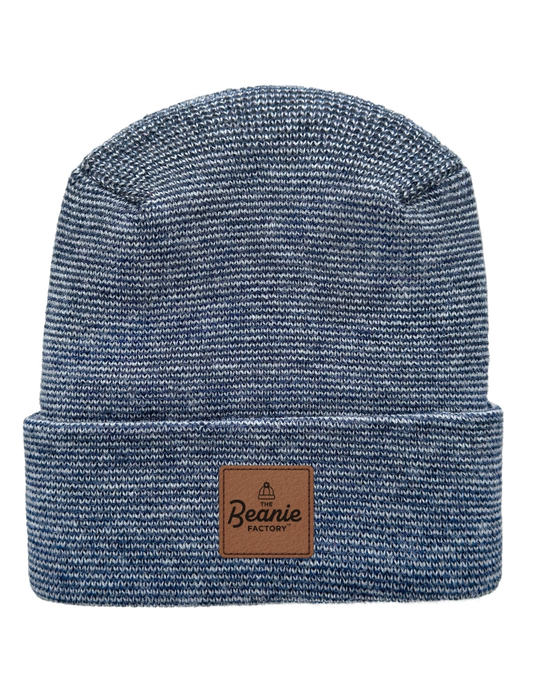 Cuffed Beanie - Circular knit  Winter Hat - H-Stitch - Fusion - Gray / Denim