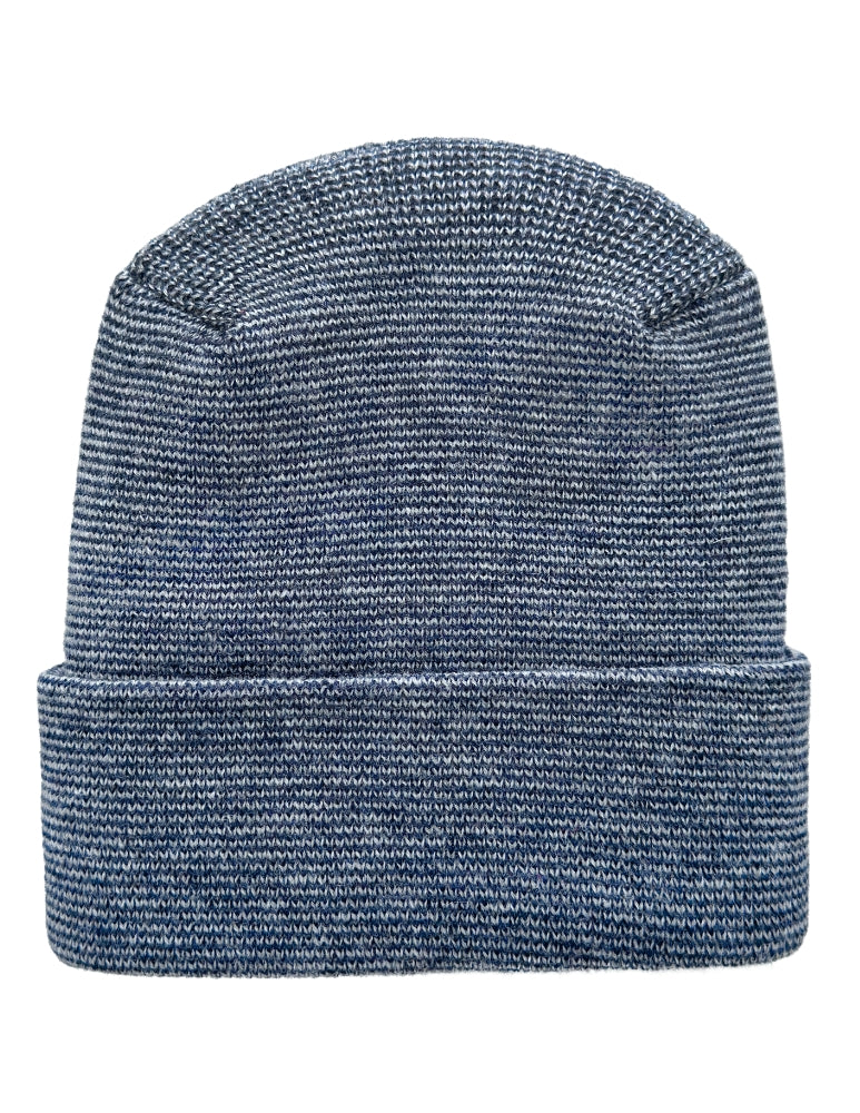 Cuffed Beanie - Circular knit  Winter Hat - H-Stitch - Fusion - Gray / Denim