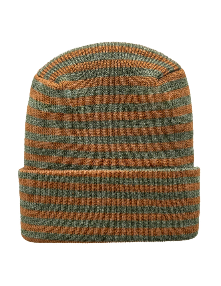 Cuffed Beanie - Circular knit  Winter Hat - H-Stitch - Roro - Brown / Green