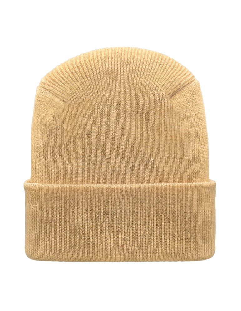 Cuffed Beanie - Circular knit  Winter Hat - H-Stitch - Solid - Beige