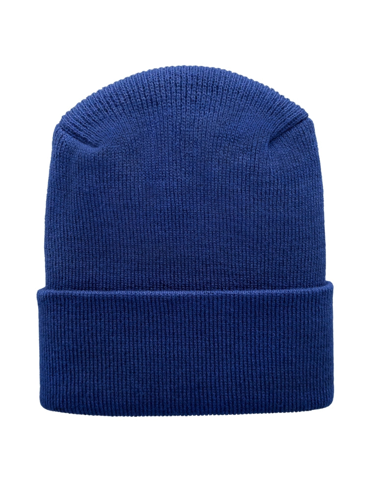 Cuffed Beanie - Circular knit  Winter Hat - H-Stitch - Solid - Blue