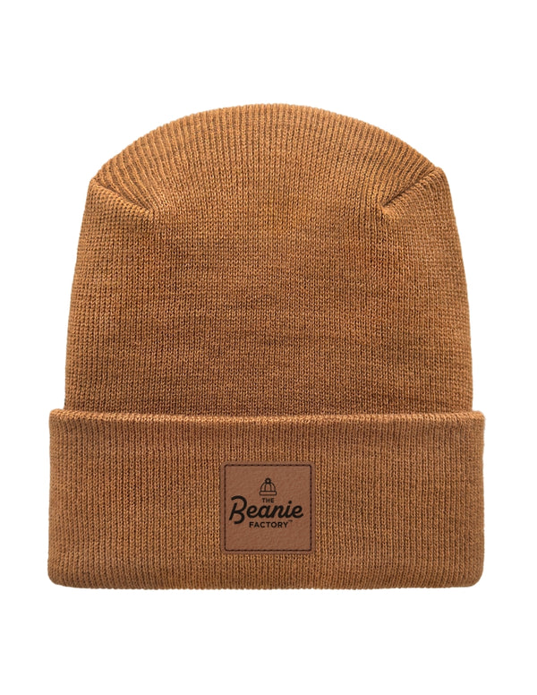 Cuffed Beanie - Circular knit  Winter Hat - H-Stitch - Solid - Brown