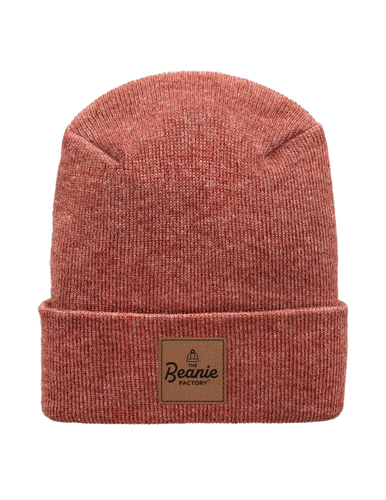 Cuffed Beanie - Circular knit  Winter Hat - H-Stitch - Solid - Burgundy