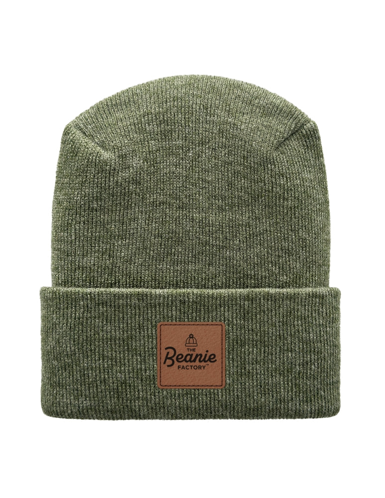 Cuffed Beanie - Circular knit  Winter Hat - H-Stitch - Solid - Green