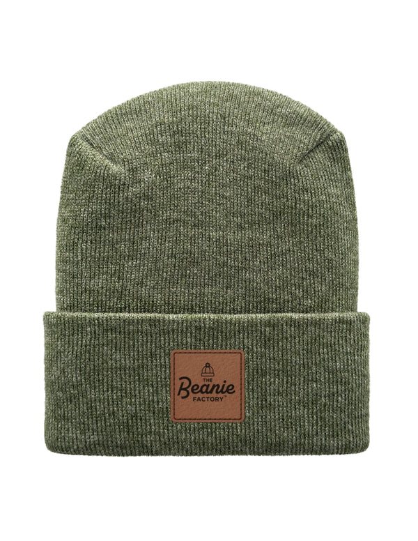 Cuffed Beanie - Circular knit  Winter Hat - H-Stitch - Solid - Green
