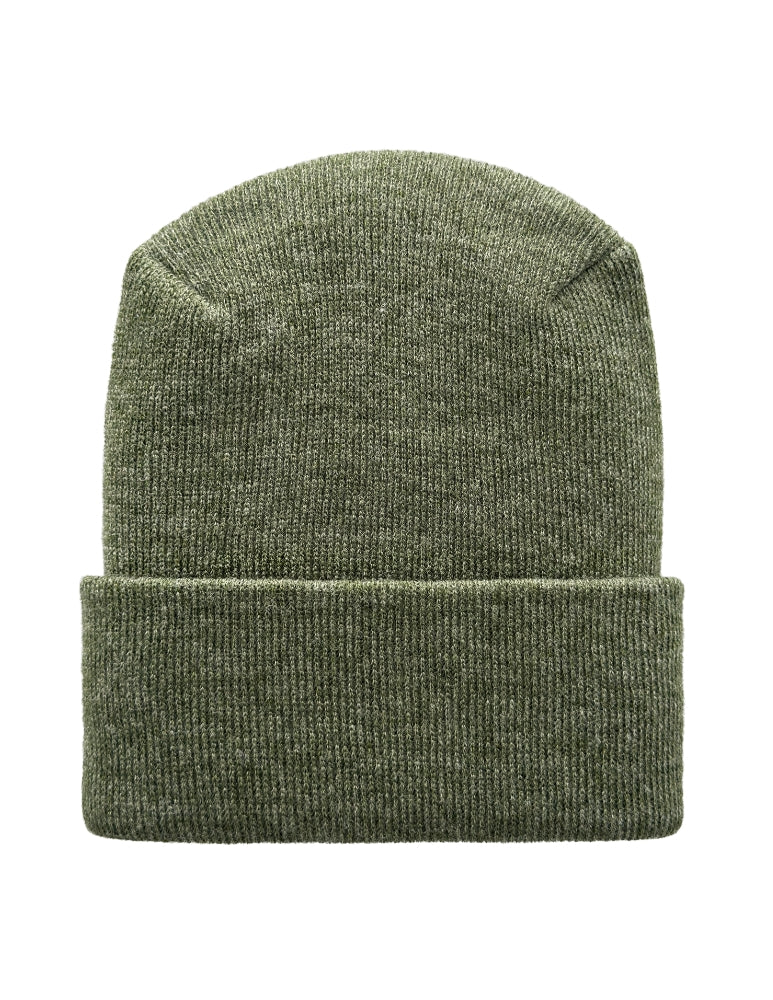 Cuffed Beanie - Circular knit  Winter Hat - H-Stitch - Solid - Green