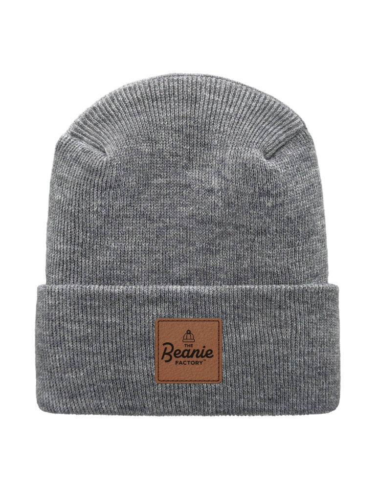 Cuffed Beanie - Circular knit  Winter Hat - H-Stitch - Solid - Gray