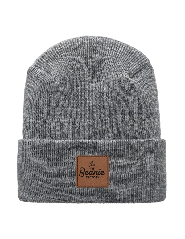 Cuffed Beanie - Circular knit  Winter Hat - H-Stitch - Solid - Gray