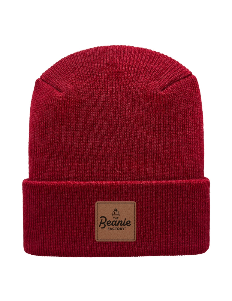 Cuffed Beanie - Circular knit  Winter Hat - H-Stitch - Solid - Maroon