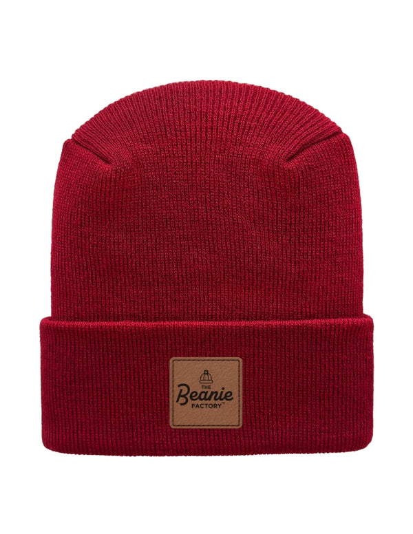 Cuffed Beanie - Circular knit  Winter Hat - H-Stitch - Solid - Maroon