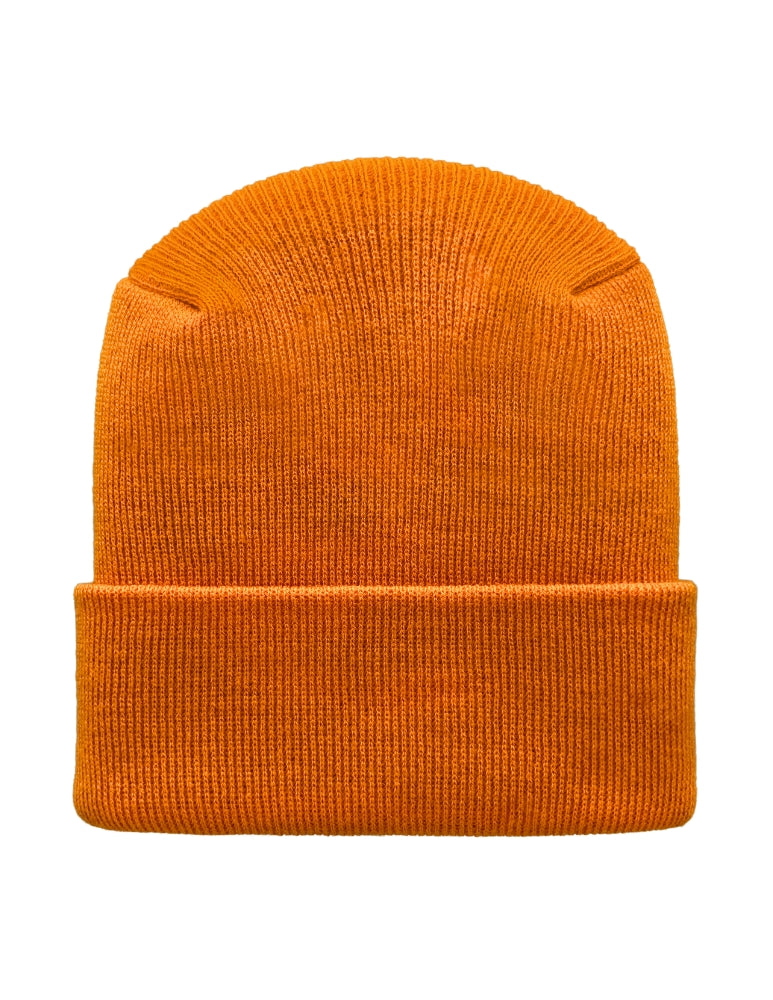 Cuffed Beanie - Circular knit  Winter Hat - H-Stitch - Solid - Orange