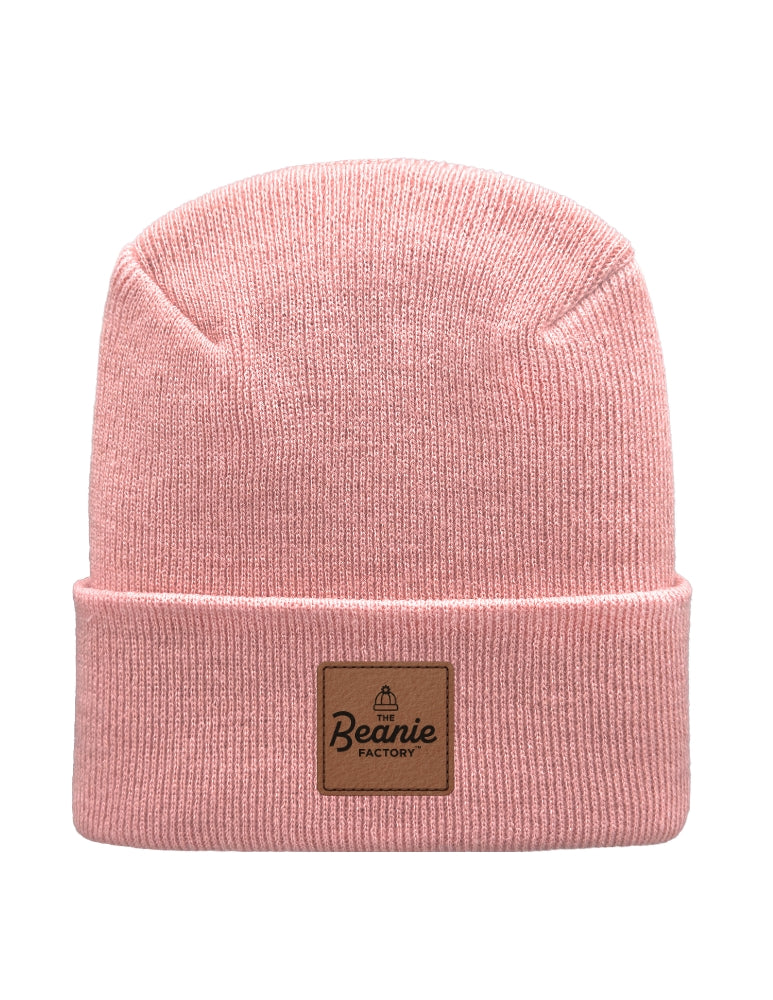 Cuffed Beanie - Circular knit  Winter Hat - H-Stitch - Solid - Pink