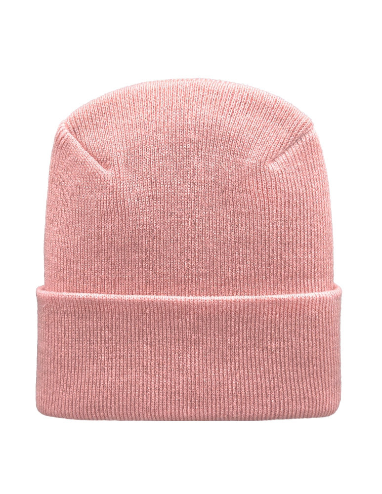 Cuffed Beanie - Circular knit  Winter Hat - H-Stitch - Solid - Pink