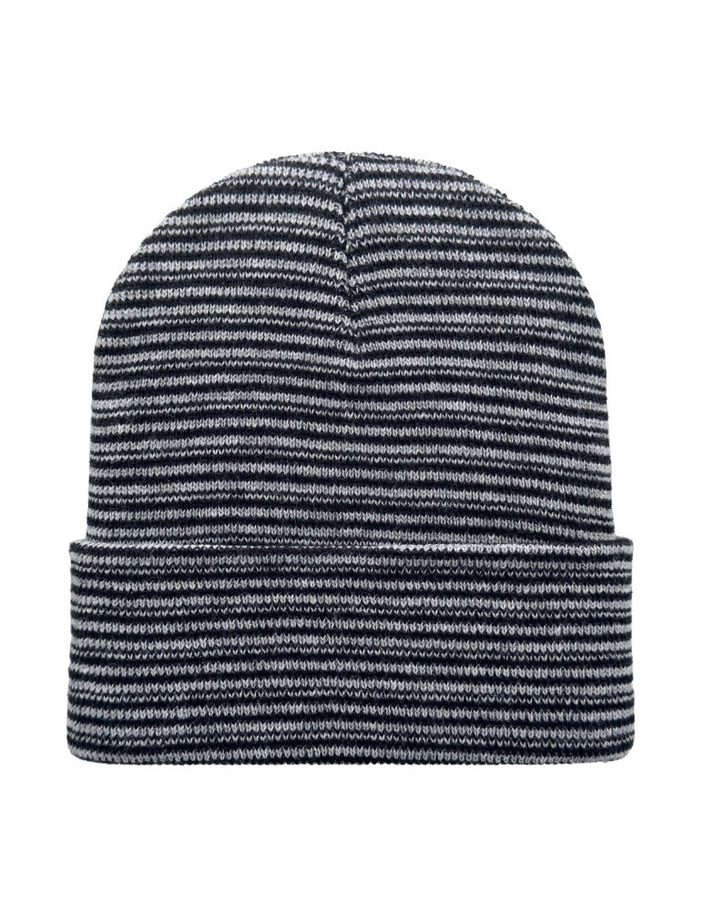 Cuffed Beanie - Circular knit  Winter Hat - Traditional - Contrast - Black / Gray