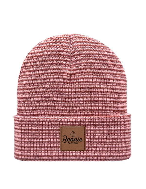 Cuffed Beanie - Circular knit  Winter Hat - Traditional - Contrast - Burgundy / Pink