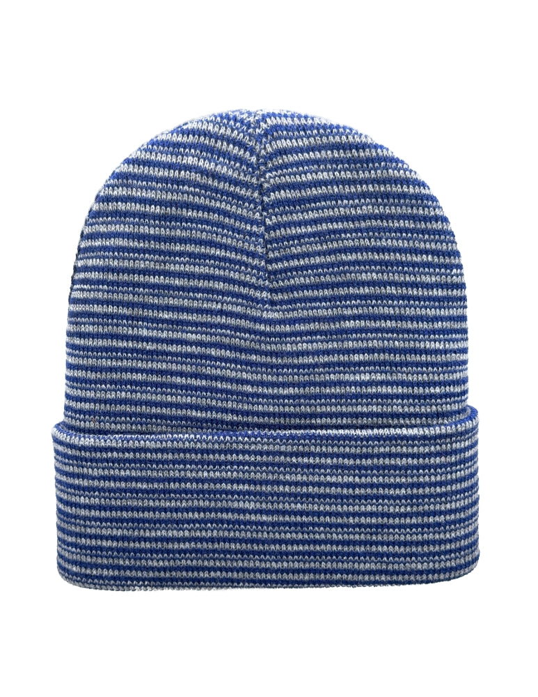 Cuffed Beanie - Circular knit  Winter Hat - Traditional - Contrast - Gray / Blue