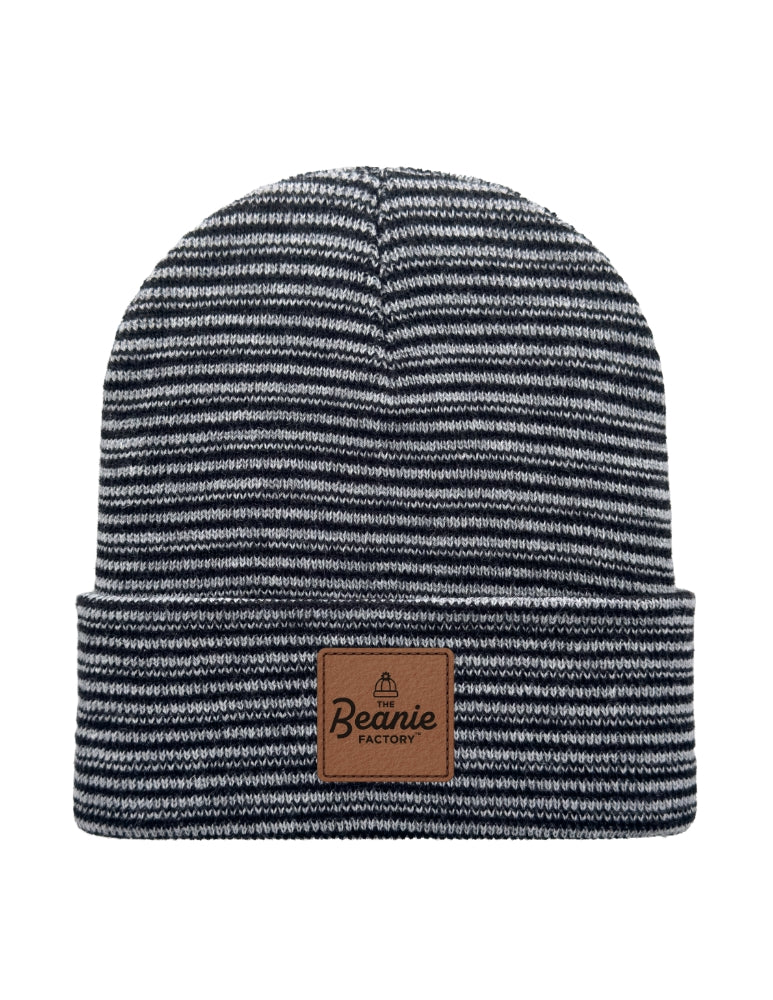 Cuffed Beanie - Circular knit  Winter Hat - Traditional - Contrast - Black / Gray