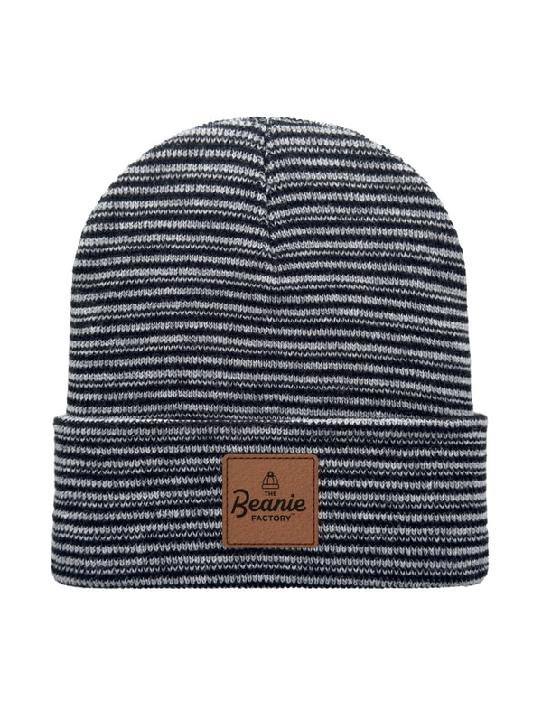 Cuffed Beanie - Circular knit  Winter Hat - Traditional - Contrast - Black / Gray