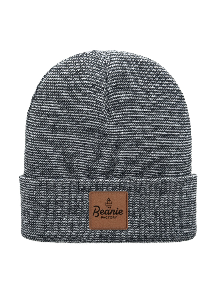 Cuffed Beanie - Circular knit  Winter Hat - Traditional - Fusion - Black / Gray