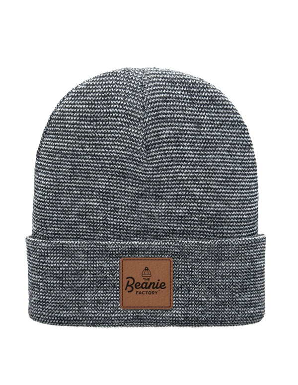 Cuffed Beanie - Circular knit  Winter Hat - Traditional - Fusion - Black / Gray