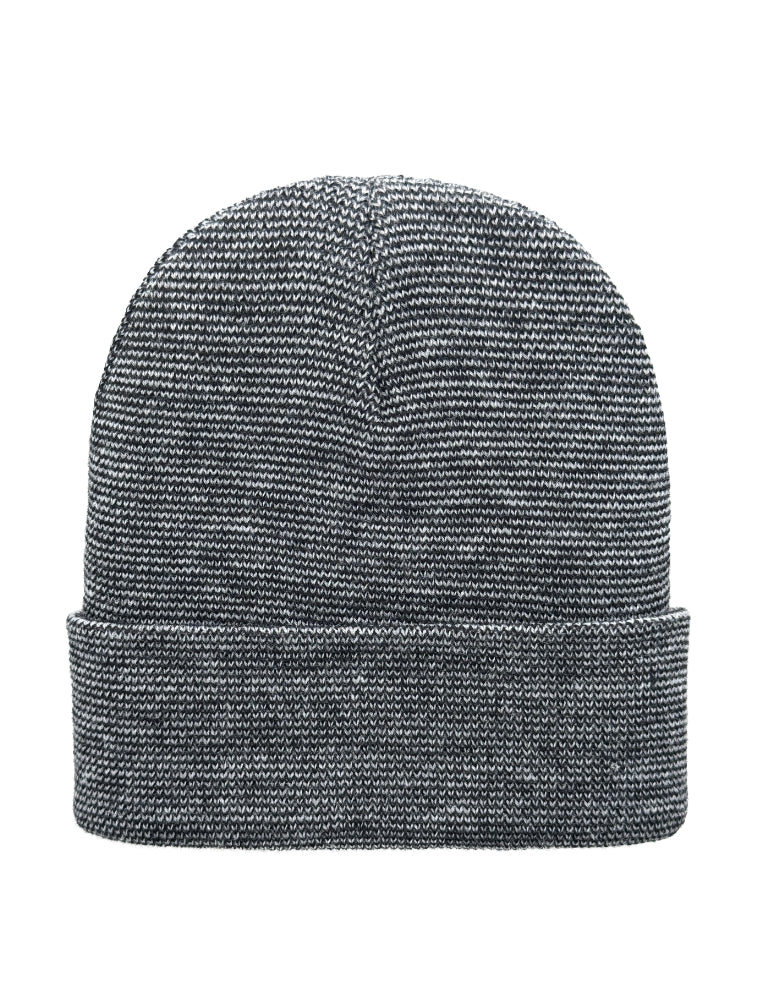 Cuffed Beanie - Circular knit  Winter Hat - Traditional - Fusion - Black / Gray