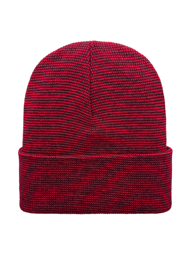 Cuffed Beanie - Circular knit  Winter Hat - Traditional - Fusion - Black / Red