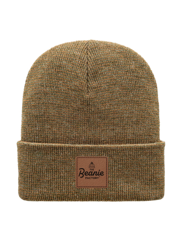 Cuffed Beanie - Circular knit  Winter Hat - Traditional - Fusion - Brown / Green