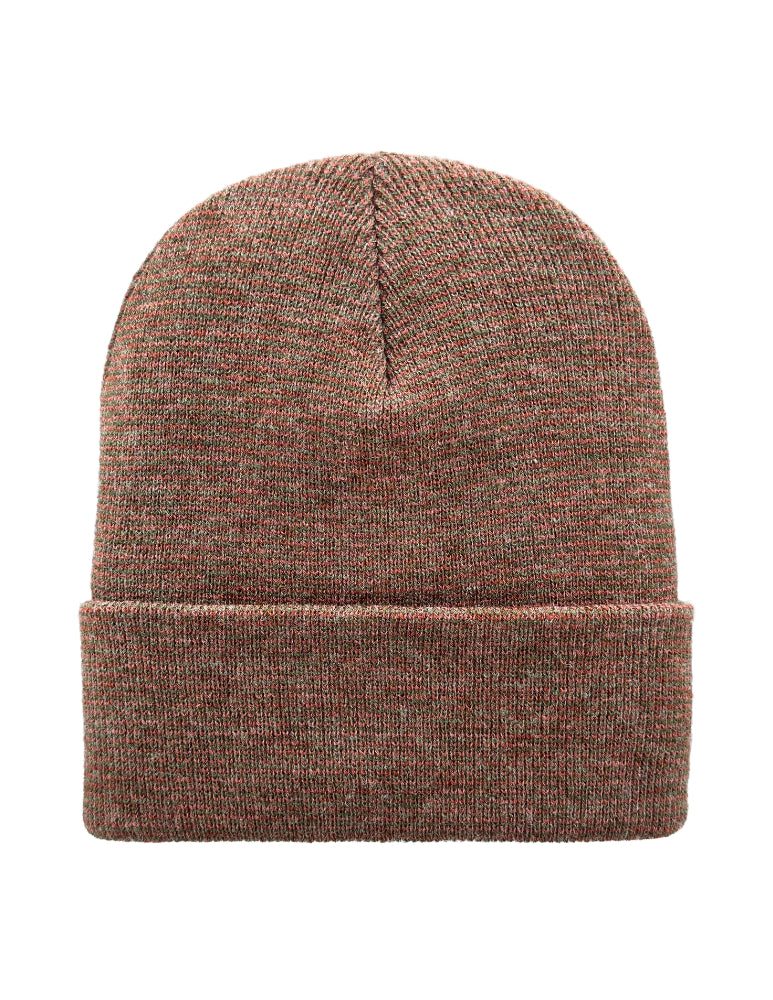 Cuffed Beanie - Circular knit  Winter Hat - Traditional - Fusion - Burgundy / Green